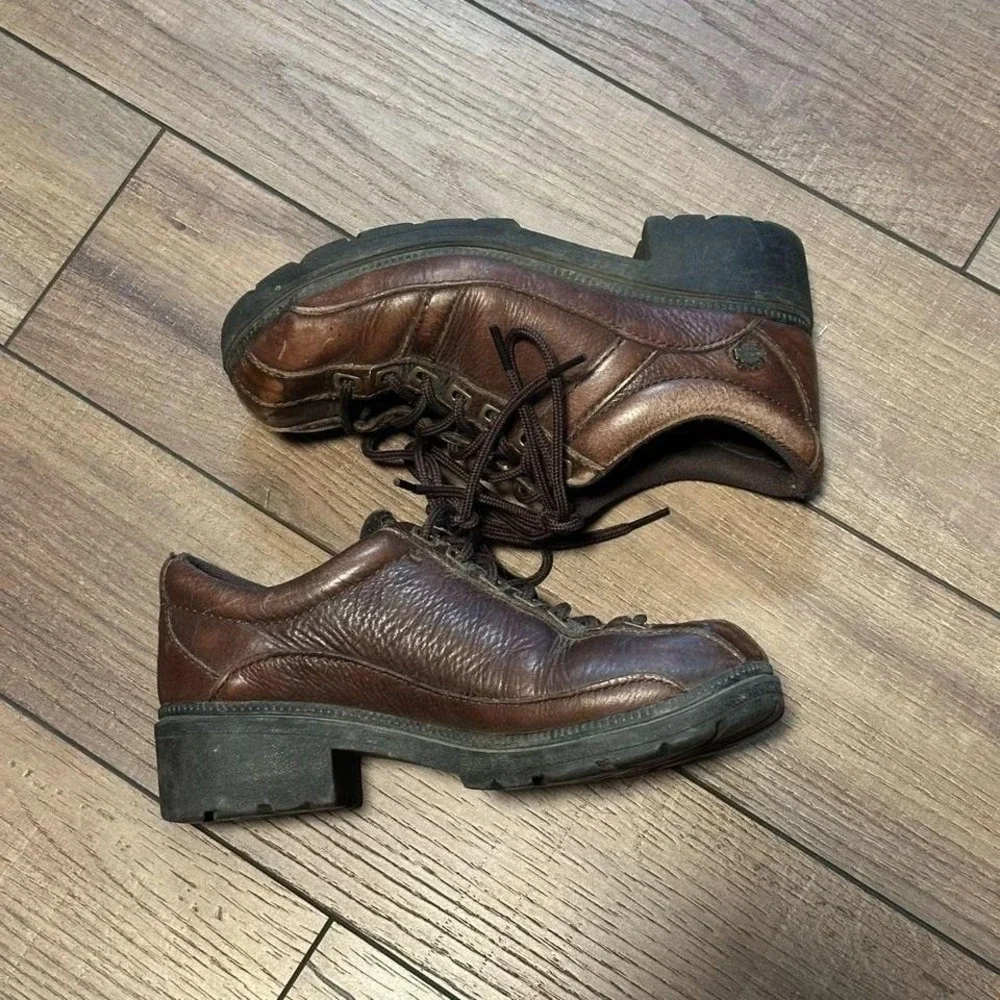 Y2K Harley Davidson Women's Heeled Platform Brown‎ Leather Shoes US 7